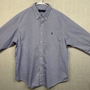 Ralph Lauren Men's XXL‎ Long Sleeve Button Up Blue & White Striped Classic Shirt
